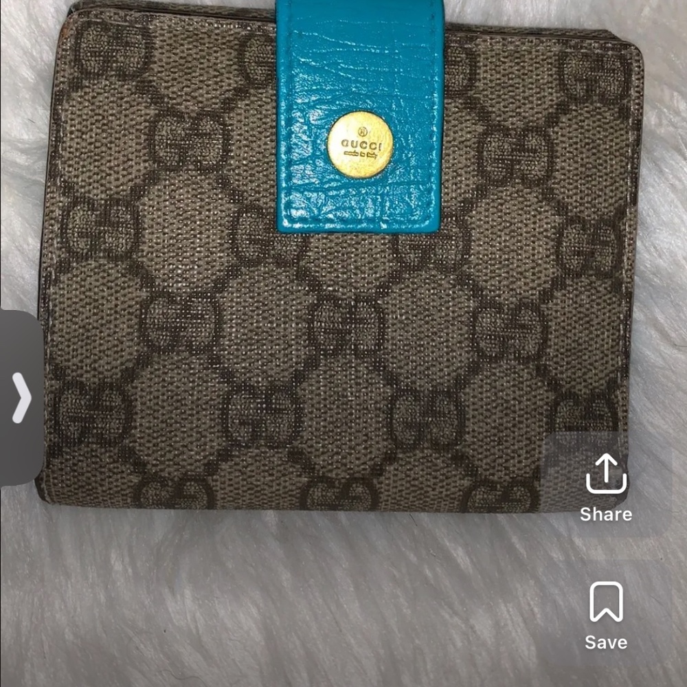 Vintage Gucci, canvas, and leather wallet